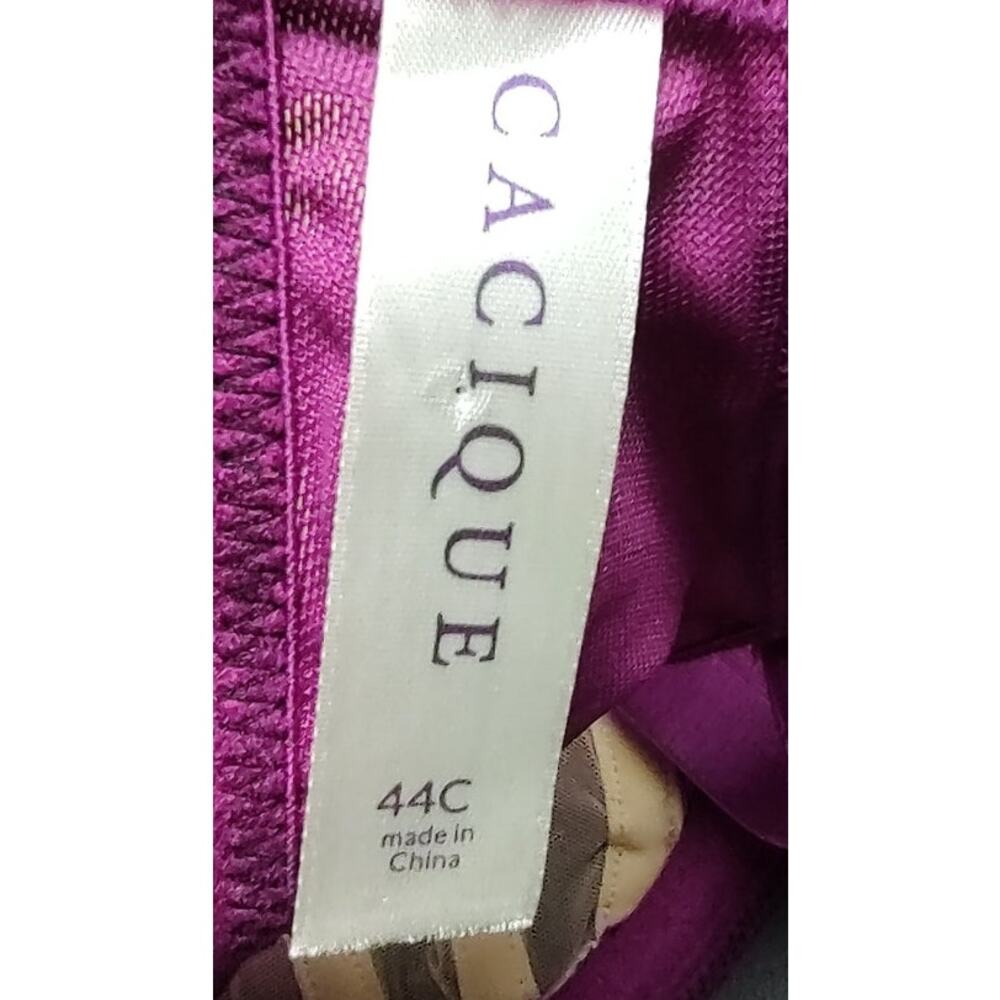 Cacique Lane Bryant French Balconette Magenta Satin Black Lace Overlay 44C - Picture 6 of 7